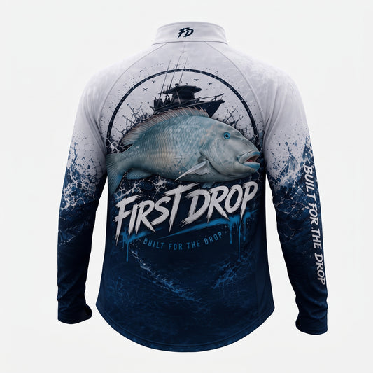 Tuskfish Drop Tail Shirt | Deep Blue | First Drop Apparel